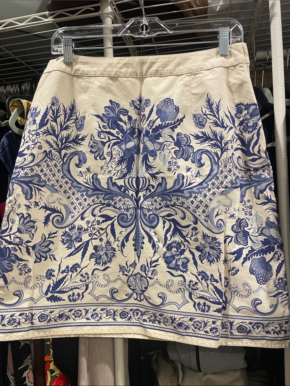 Blue Floral Print A-Line Skirt - Brand